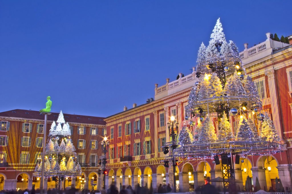 Adornos navideños en Niza