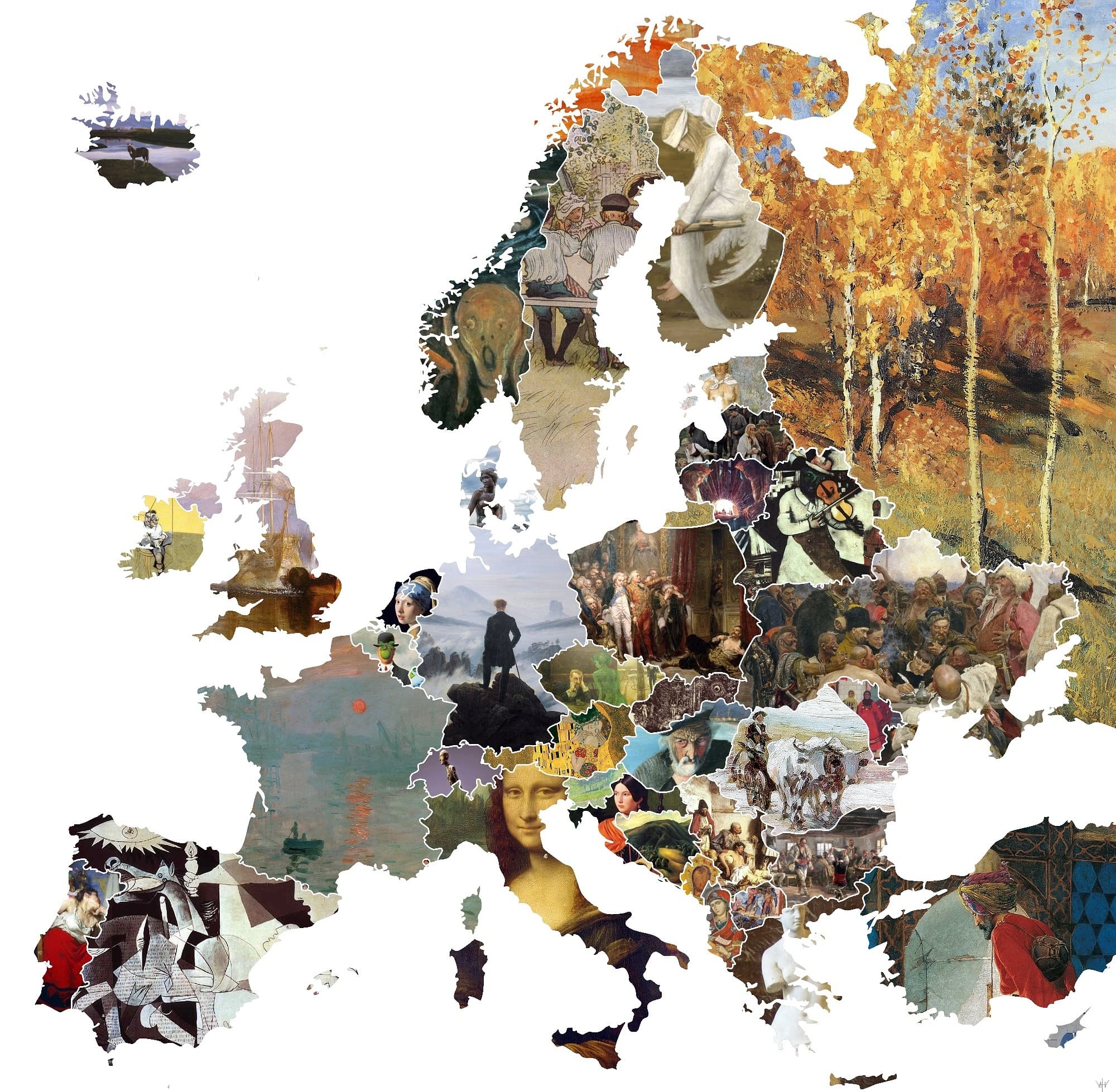 Mapa de Europa de obras por país