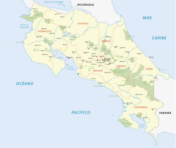 6 mejores partes de Costa Rica en un mapa